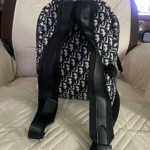 Stylish unisex Classic Blue, Black and White Embroidered Backpack,